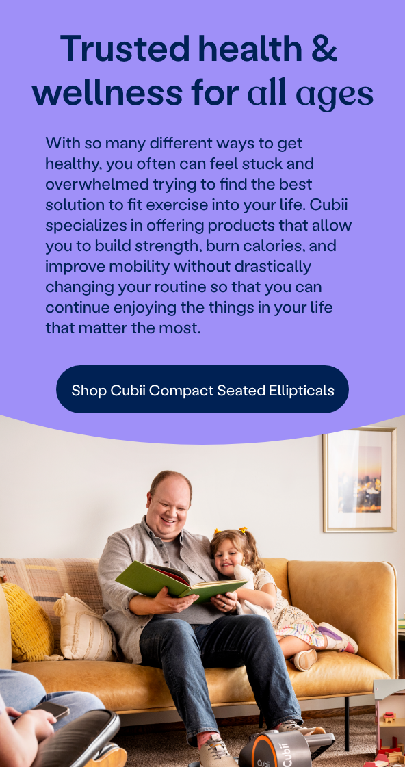 Cubii Go is the award-winning elliptical that lets you get fit while you sit. Weighing less than 20 lbs. with a retractable handle and built-in wheels, the Cubii Go is our most portable elliptical yet. Easily move your Cubii Go from room-to-room and enjoy a comfortable workout anywhere you sit.